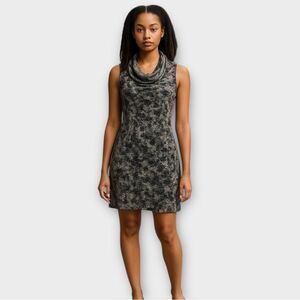 Gap Sleeveless Cowl Neck Racerback Mini Dress in Mottled Black/Beige Women’s XS
